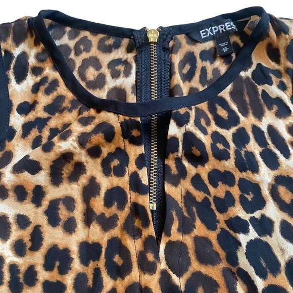 Express Sleeveless Brown Black Cheetah Animal Print Blouse XS - Picture 4 of 11